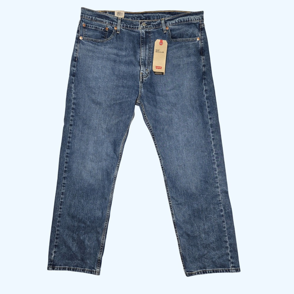 NEW Levis 505 Regular Fit Straight Leg Jeans Mens 40x30 Blue Denim Stretch - Picture 2 of 8